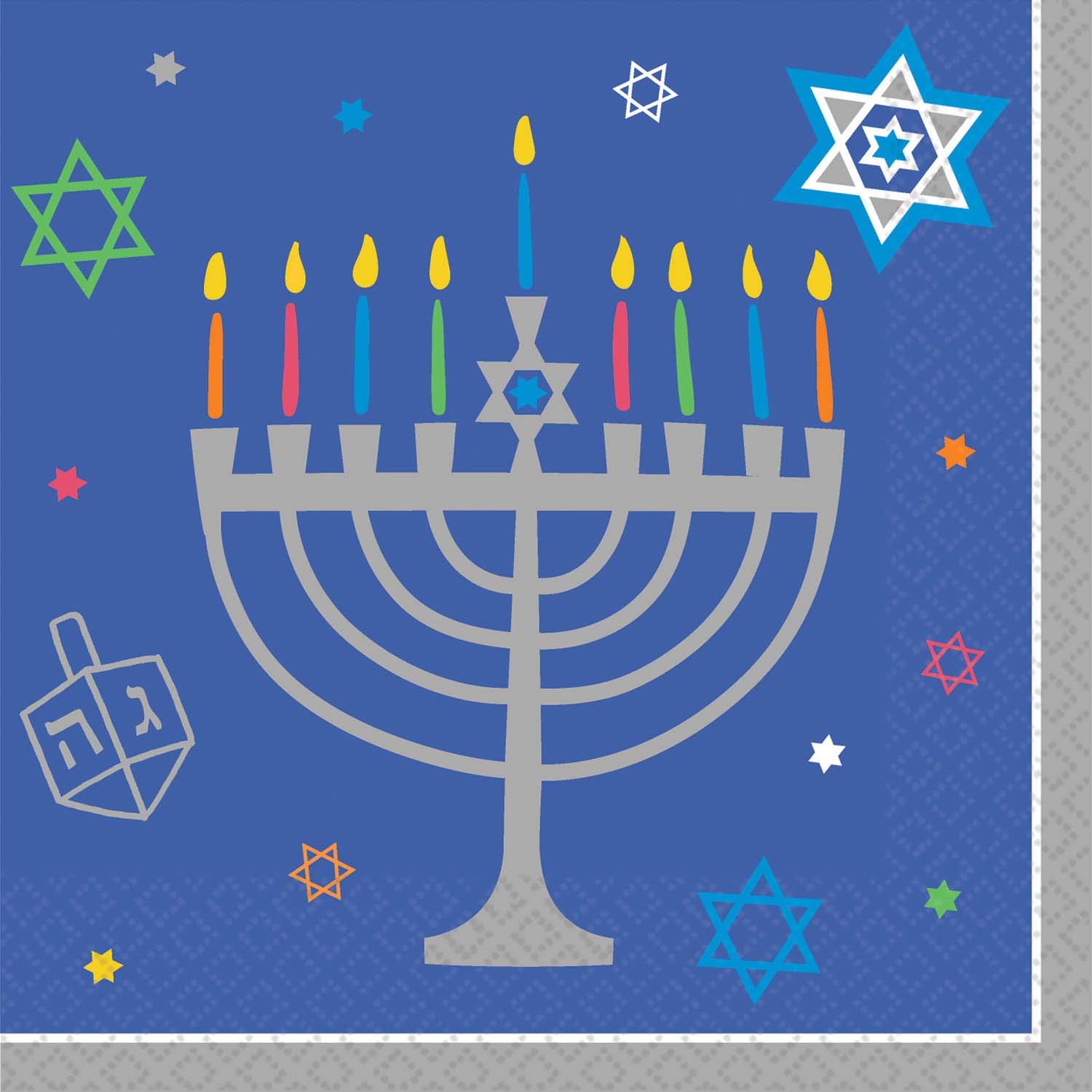 Amscan Chanukkah Joy Getränke-Servietten – 40 Stück, 12,7x12,7 Cm, Mehrfarbig