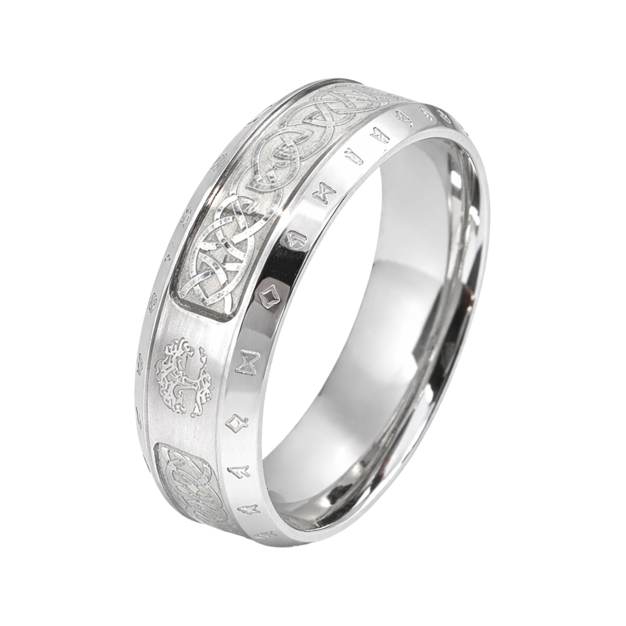 VALKNUT RUNE - Steel - Pure Stainless Steel Men’s Steel - Plated Ring (Size : 17-22-26)