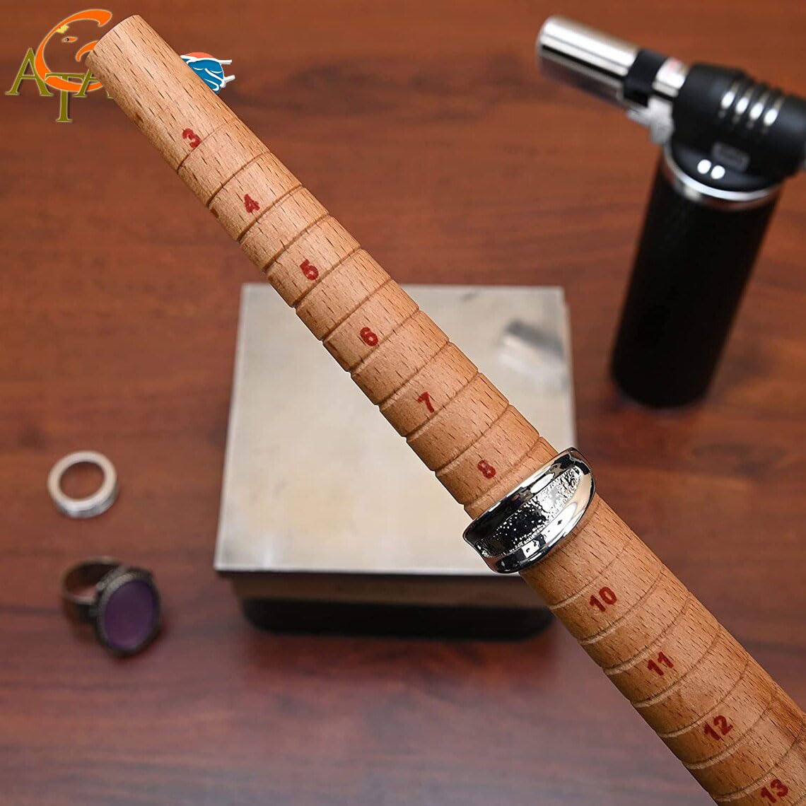 Baguier / Jauge De Taille Pour Bijoux - Métal Avec Manche En Bois, Marque PMC Supplies, Neuf