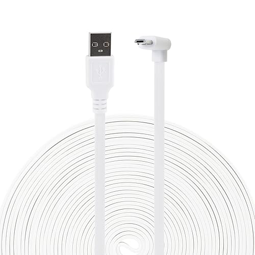 LEFXMOPHY Cable de alimentación de 30 pies para WYZE Cam Pan V3 Conector en forma de L de 90 grados Micro USB Cable de extensión de ángulo recto
