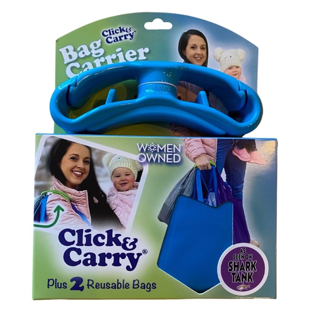 Click & Carry Grocery Bag Carrier - As seen on Shark Tank, Soft Cushion Grip, Hands Free Grocery Bag Carrier, Plastic Bag Holder, Haul Sports Gear, Easy
