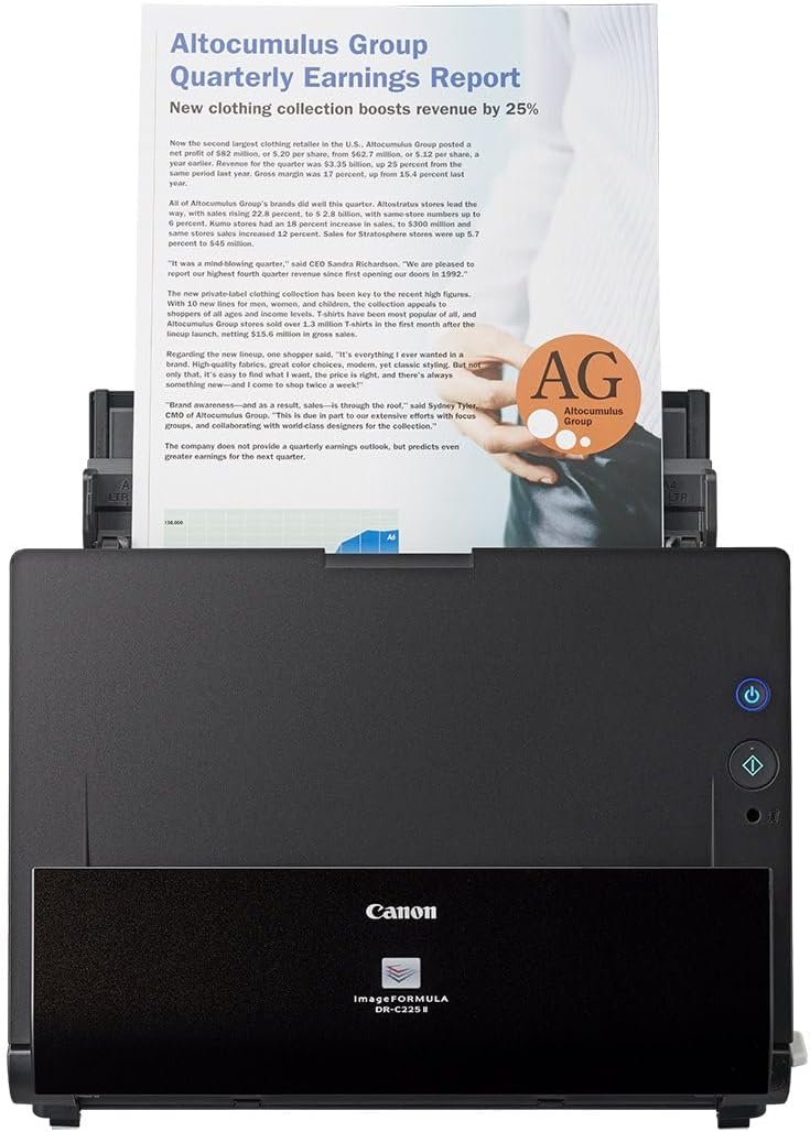 imageFORMULA DR-C225II Document Scanner | Double-sided Scanning with USB for Home & Office | Up to 25 Pages Per Min | With Canon CaptureOnTouch Software | Support OCR | Scan to Cloud
