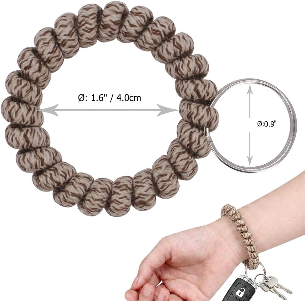 BIHRTC Pack of 6 Keychain Bracelet Wristlet Wrist Key Chain Holder Spring