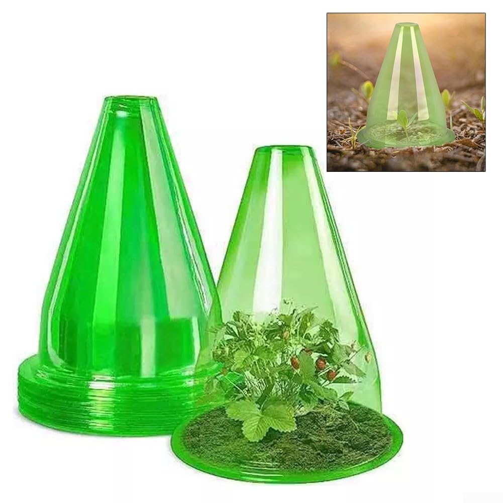 Lot de 12 cloches de protection pour plantes, vertes et transparentes, cloches de jardin pour plantes, dômes réutilisables