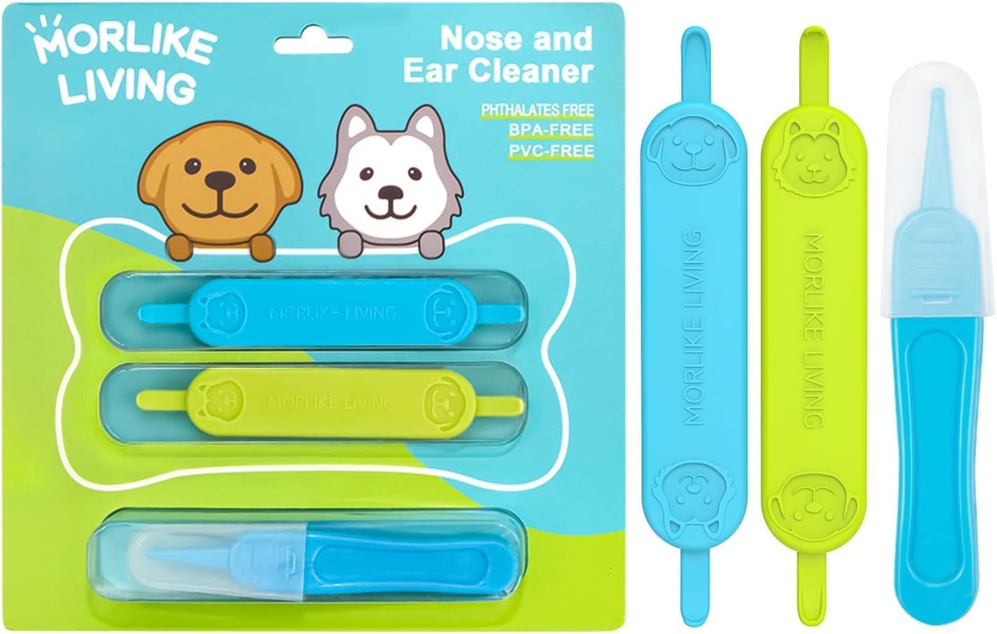 MORLIKE LIVING Baby Nose and Ear Cleaner Tool, Soft Flexible Rubber Nasal Booger Picker for Newborns and Infants, Dual Ear Wax and Snot Remover, Essential Baby Care Products