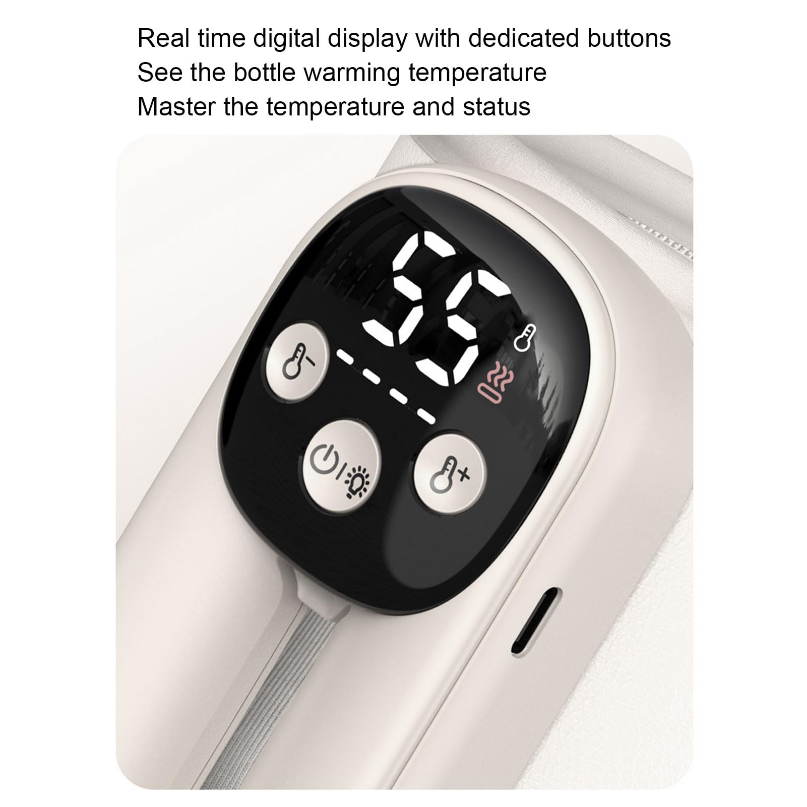RiToEasysports Scaldabiberon per Senza Fili, Riscaldatore Portatile con Display Digitale con 11 Impostazioni di Temperatura 35°C-55°C Luce Notturna con Riscaldamento a 360° per l'alimentazione in