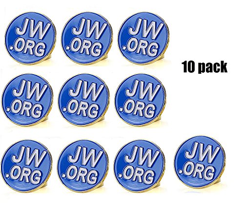 Jehovah Witness - 3/4" Round Blue Lapel Pin - JW.org Neck Tie Hat Tack Clip Women or Men Suits-Gold Round -10 Pcs