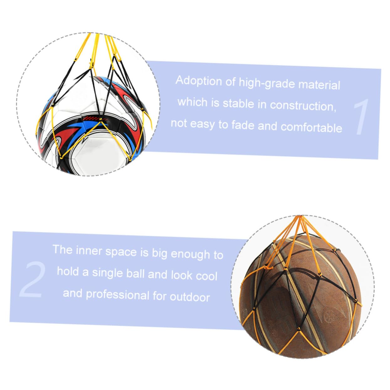 GALPADA 5pcs Wear-resistant Basketball Net Bag Multi-function Net Bag Sports Ball Carrier Ball Supply Outdoor Mesh