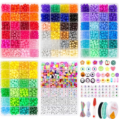 Perles Kandi pour bracelet et bijoux : kit de 3500 pièces en 96 couleurs avec breloques