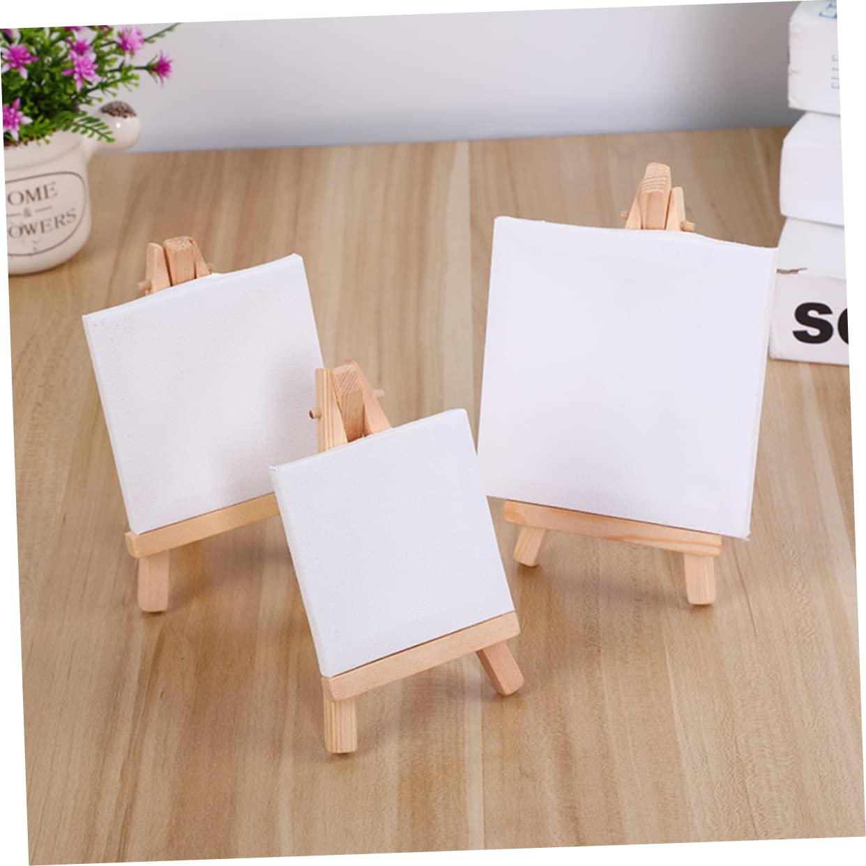 VILLCASE Mini Caballete 15 Piezas Decoración Creativa Del Hogar Tableros De Lona Pequeño Soporte Caballete Para Marco De Fotos Mini Lienzos Para Pintar Plegable Pliegue De Madera Decorar