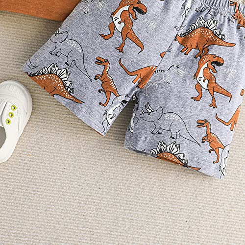Conjunto de enxoval de bebê infantil meninos desenho animado dinossauro cavalheiro camiseta e shorts