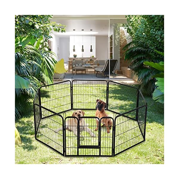 Dog Playpen Indoor Outdoor, Heavy Duty Pet Playpen Dog 24″ 32″ 40″ 8 Panels Exercise Pen Cat Fence, Puppy Exercise Dog Fence (40″ Black 8 Panels) Dog Playpen Indoor Outdoor, Heavy Duty Pet Playpen Dog 24″ 32″ 40″ 8 Panels Exercise Pen Cat Fence, Puppy Exercise Dog Fence (40″ Black 8 Panels)