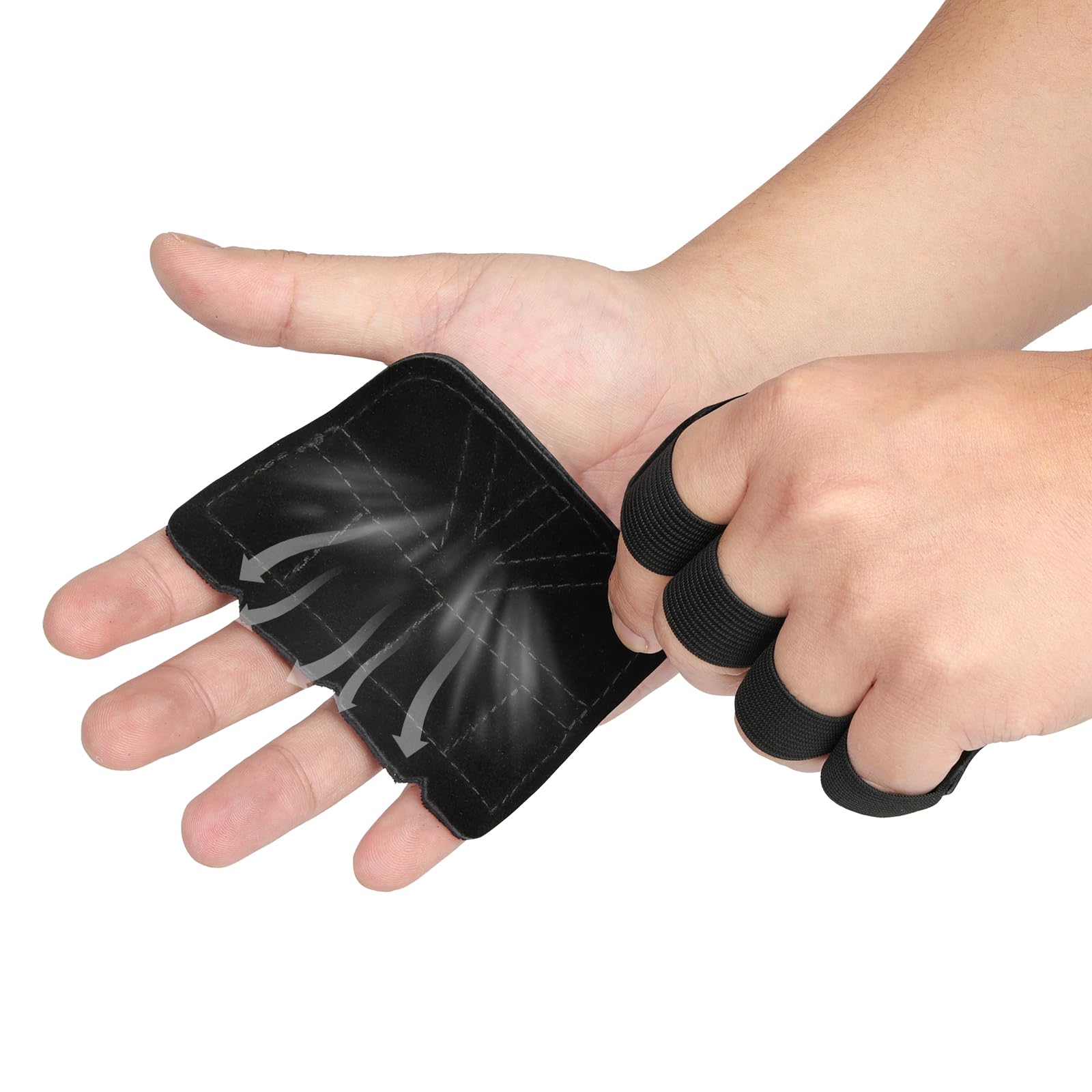 flintronic Leather Fitness Grip Pads, Breathable Gym Pads Gloves Support for Weight Lifting, Workout, Pull-Ups, Padded Palm Protection for Men & Women