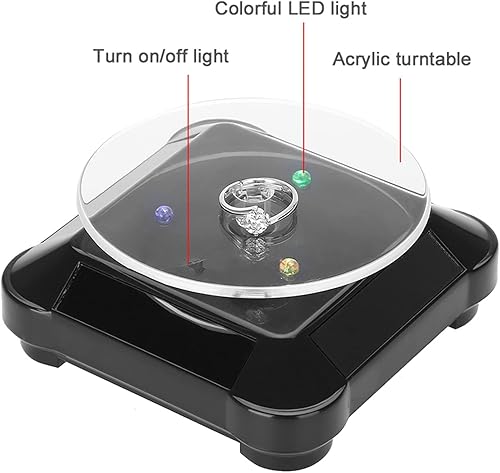 Miniatura 5 de Escaparate giratorio con energía solar, plato giratorio de 360 grados para reloj, soporte de exhibición de joyas, estante de colección de
