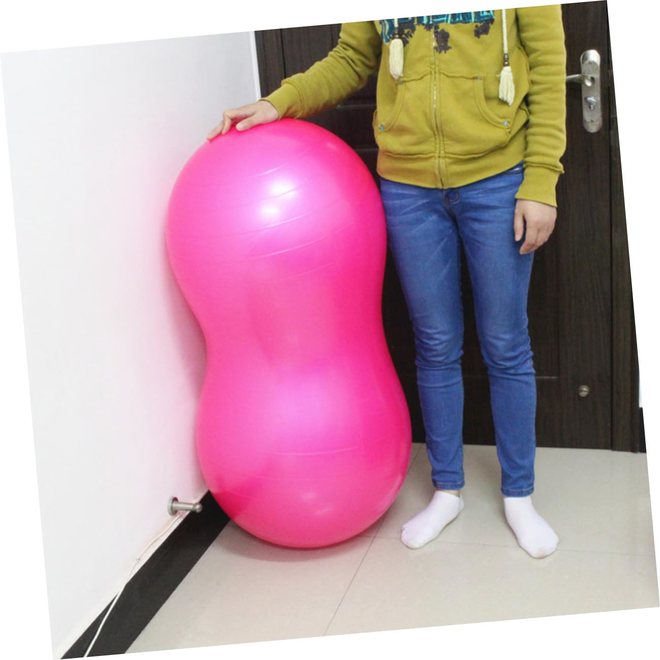 Yardwe Pilates Yogaball Verdickt aus PVC Platzfester Gymnastikball in Erdnussform zur Verbesserung der Gleichgewichtsstabilität und Flexiblen Heimtrainings