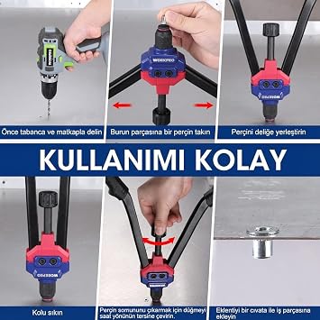 WORKPRO WP200532 400mm INC/MM Ağır Hizmet Kollu Somun Perçinleme Tabancası + 185 Adet Perçin