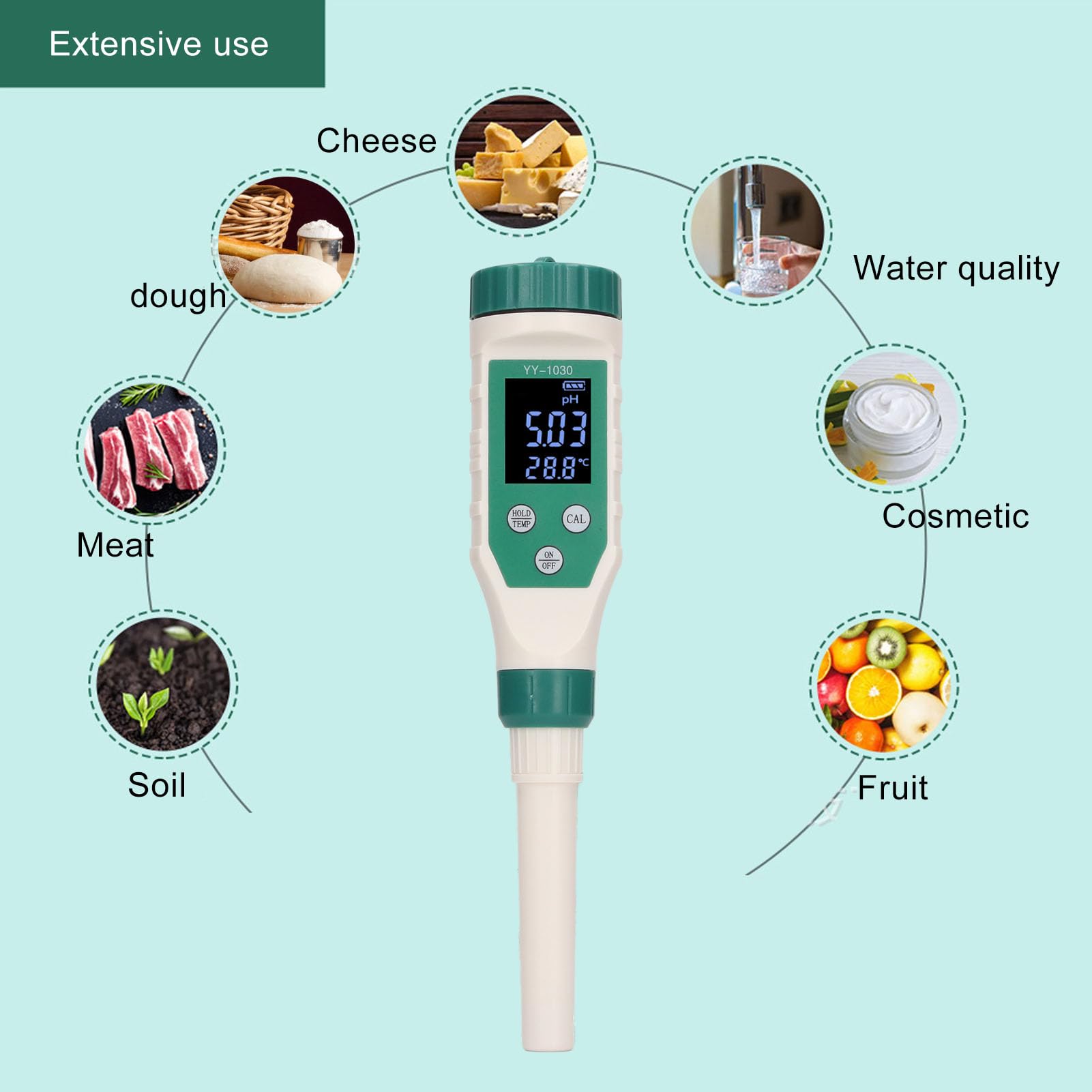 PH-Messgerät BT LCD-Display Präzise Messung Tragbare PH-Sonde für Boden Obst Wasser Professioneller Labor-Füllstandstester für Züchter ABS-Material