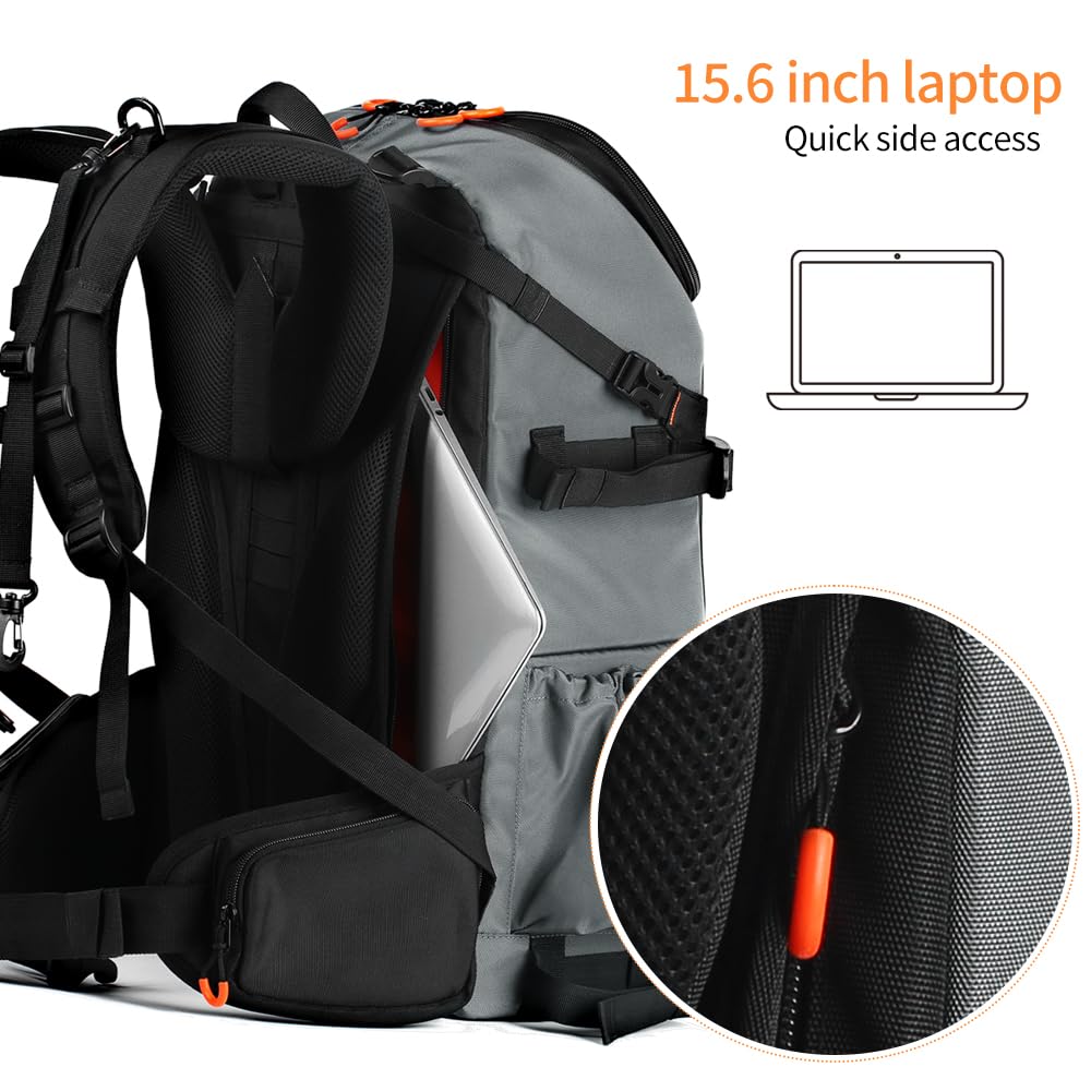 K&F CONCEPT Camera Bag EVA Waterproof 2 in 1Camera Backpack Shoulder Bag 32L Large Capacity with Rain Cover Storage for 15.6" Laptop for Photography 4