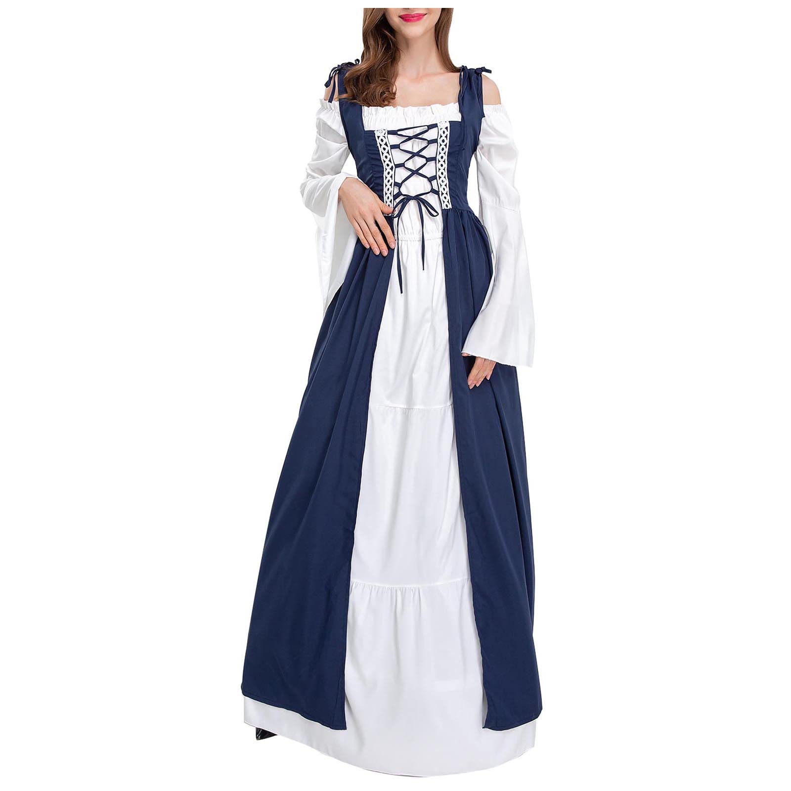Robe Médiévale Renaissance Femme Grande Taille – Costume Victorien Gothique Steampunk Halloween, Robe Longue Élégante Avec Manches Bouffantes Et Corset