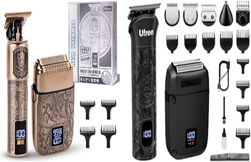 Ufree Recortadora de barba para hombres, afeitadora eléctrica de aluminio, afeitadoras para cuerpo, cara, nariz, oreja, recortadora de pelo