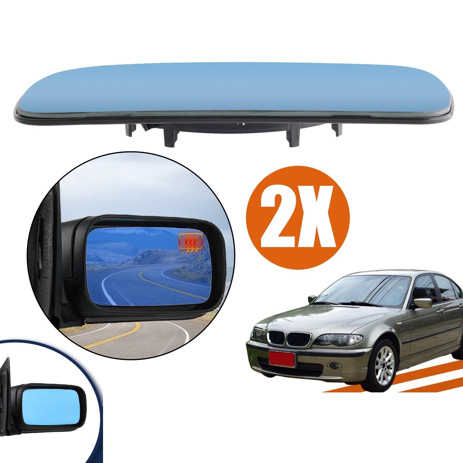 Cristal Espejo Retrovisor Calefactable Espejo Lateral De Coche, Cristal Retrovisor Calefactable, Convexo, Izquierda/derecha, Para BMW Para Serie 3, E46, 318i, 320i, 325i, 330i, 1998-2006, Serie 5, E39