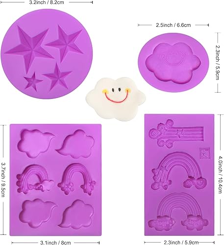 Miniatura 2 de Moldes de silicona de estrellas, moldes de fondant de nube de arcoíris, decoración de tartas, moldes de chocolate para hornear cupcakes, caramelo,