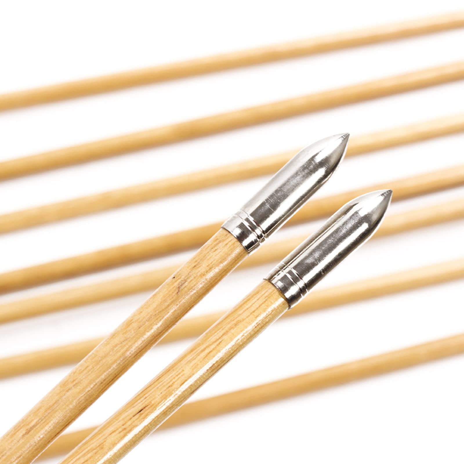 Tiro con L'Arco Frecce in Legno 32" Frecce in Legno Fatte a Mano Frecce da Caccia Tradizionali Albero in Legno con Piume di Tacchino Punte in Metallo per Arco Ricurvo Longbow