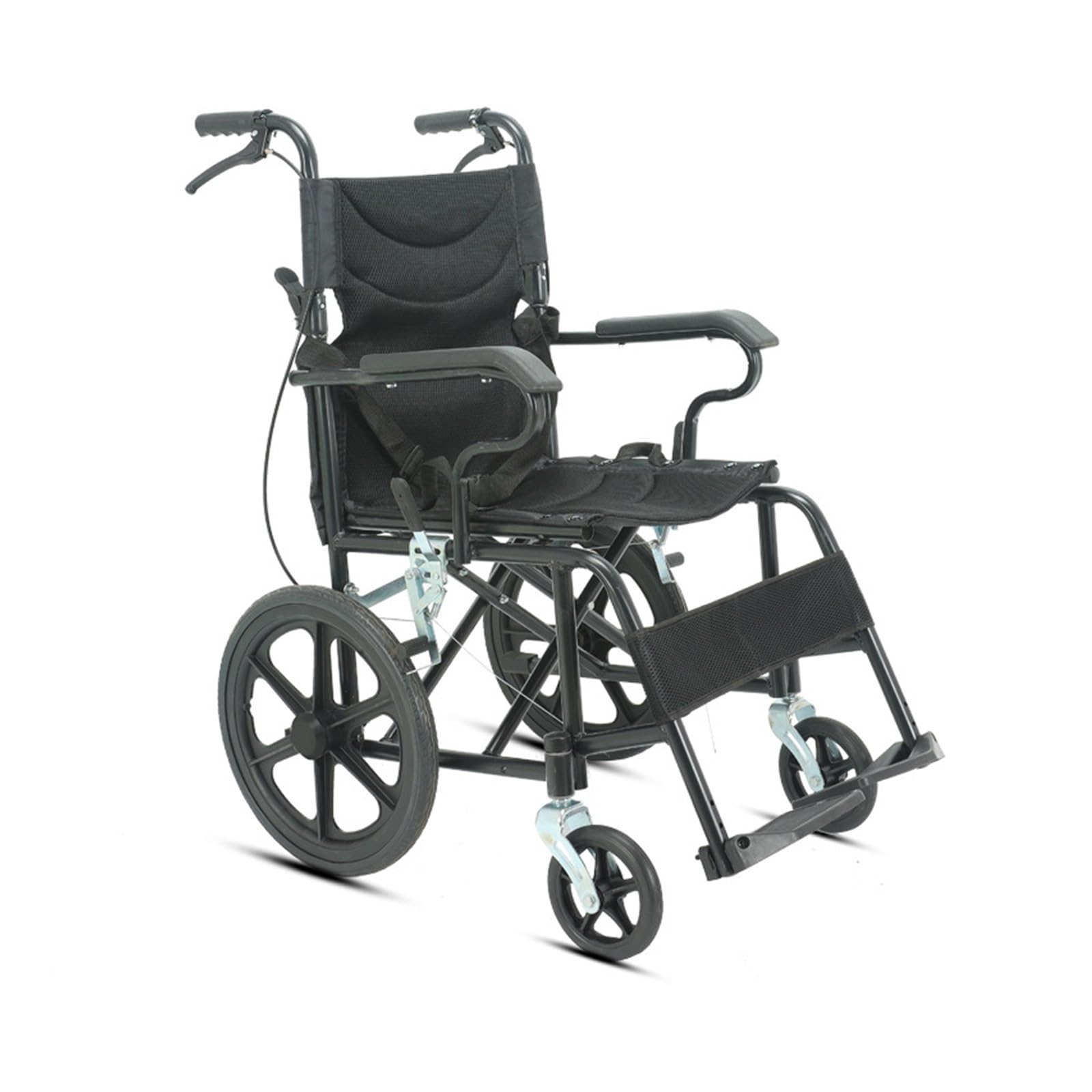 Silla de Ruedas Ligera y Plegable para Adultos y Mayores - 100kg Capacidad Máx, Doble Freno - Transporte Fácil para Viajes y Hogar