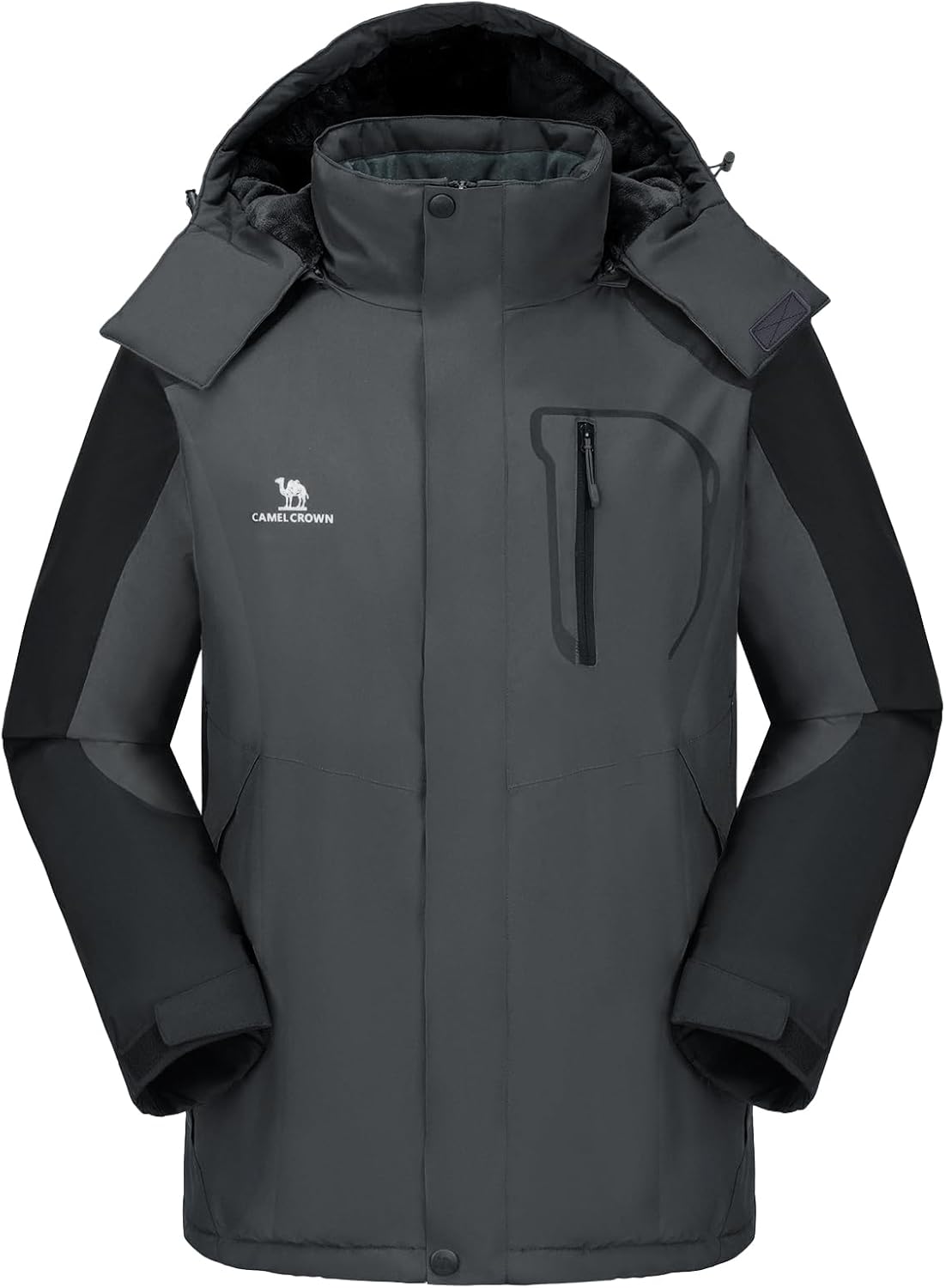 CAMEL CROWN Men's Ski Snow Jacket Waterproof Winter Snow Coat Windproof Warm Fleece Lining Hooded Parka Rain Jacket - Image 2