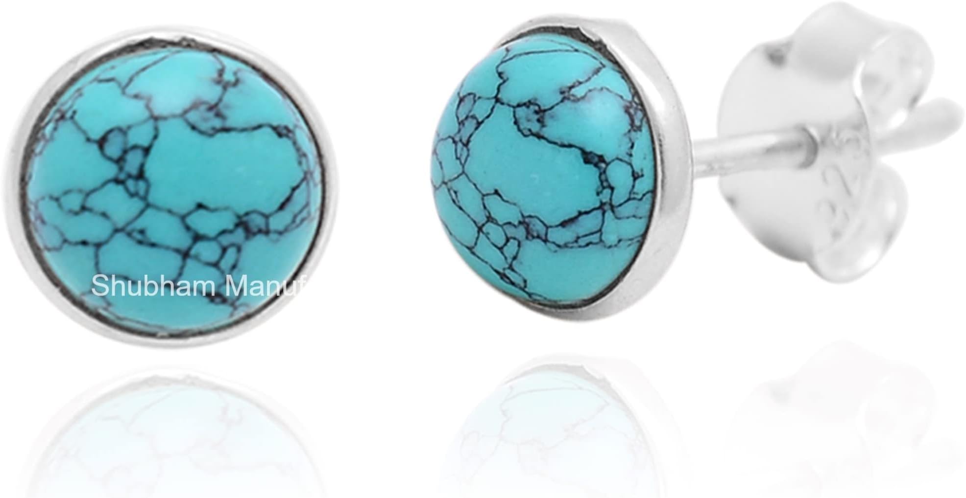 Studs Earrings Natural Round Gemstone 925 Sterling Silver Minimalist Birthstone Jewelry For Women & Girls Hypoallergenic Earrings