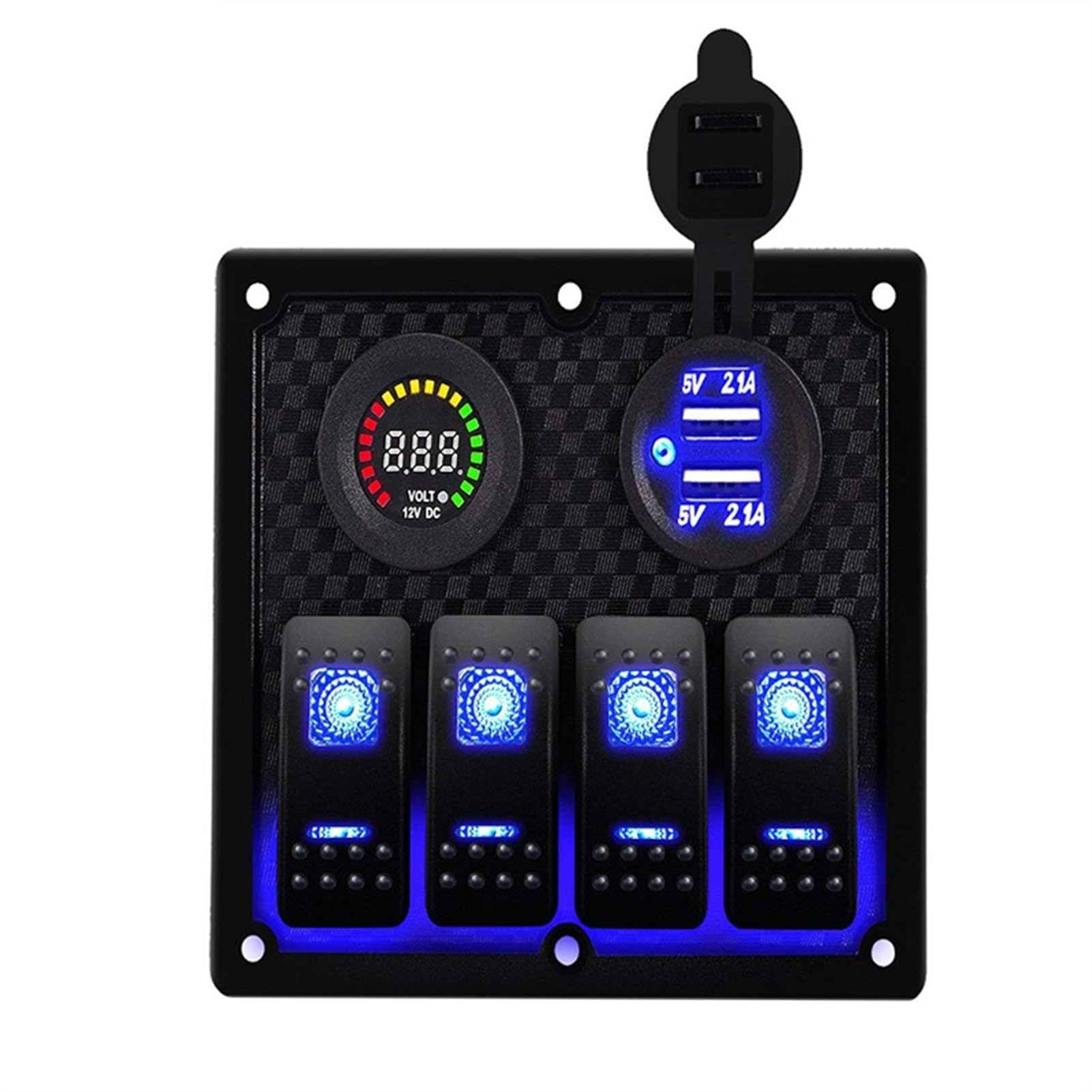 2 3 4 Gang Boat Car Switch Panel, do morskiego panelu przełączników kołyskowych 12~24V Circuit Control Dual USB Charger z niebieskim