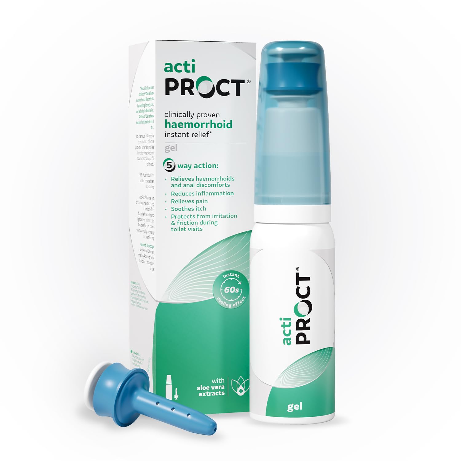 Actiproct Cooling Gel - Hemorrhoids and Piles Treatment and Prevention - Helps with Pain, Itching and Irritation - Promotes Natural Healing - 45g