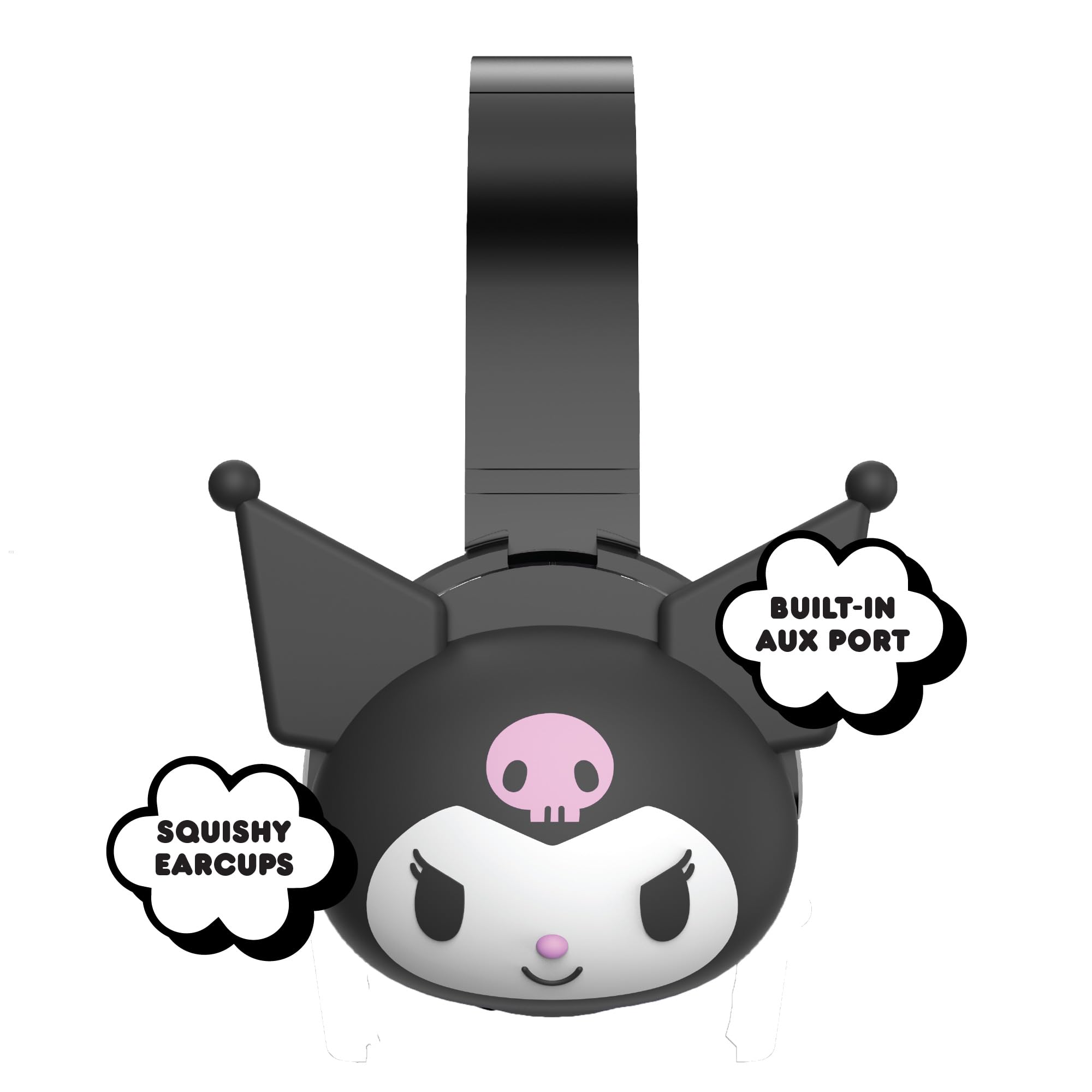 Hello Kitty Casque Bluetooth sans fil 2 en 1 avec écouteurs filaires – Bandeau pliable, réglable et rembourré, commandes intégrées, oreillettes souples, connectivité au câble auxiliaire, appels mains