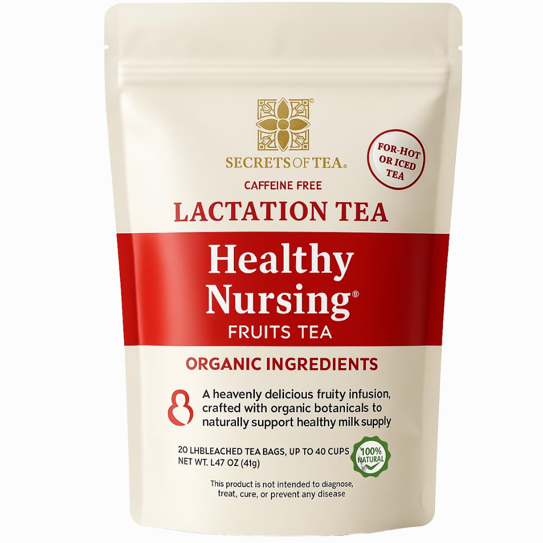 Secrets Of Tea Healthy Lactation Tea for Breastfeeding Moms, Natural USDA Organic Caffeine-Free Nursing Tea, Lactation & Baby Comfort Support, Fruits Flavor - 20 Count (1 Pack)