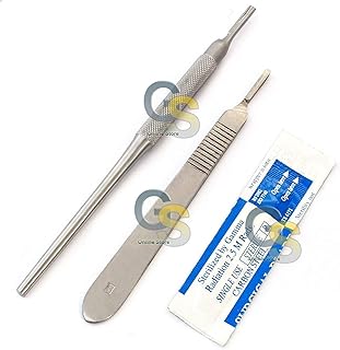 G.S 2 O.R Grade Scalpel Handle #3 (Round + Flat) with 5 STERILE Blade #10 + 5 STERILE Blades #12
