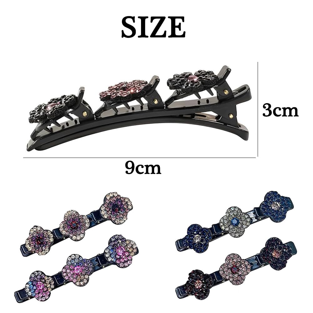 MEZHEN Hair Clips Ladies Girls Hair Clip with Sparkling Crystal Stones Hair Styling Clips Mini Hair Clips Women Hair Clips Flowers Pack of 8 - Image 2