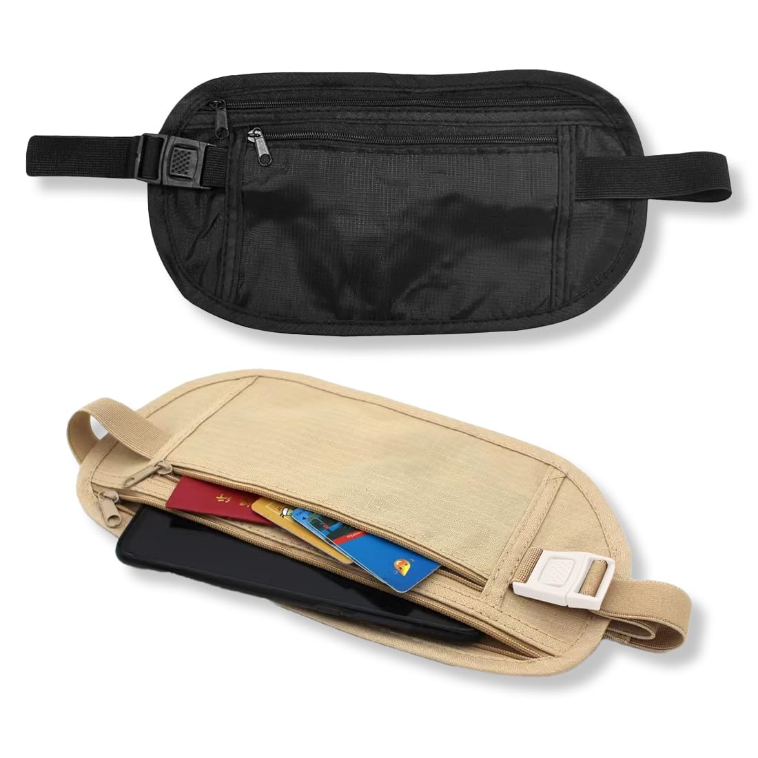 Marsupio Da Viaggio Antifurto Con Protezione RFID - Beige, Portatile, Nascosto Sotto I Vestiti, Per Smartphone E Passaporto