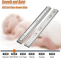 Vista 2 de OCG Diapositivas de Cierre Suave de 22 Pulgadas (1 Par), Diapositivas de Cajón de Extensión Completa con Rodamiento de Bolas de Bajo Ruido