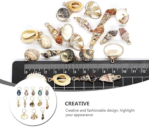 Miniatura 5 de HEALLILY Beavorty 13 anillos para el pelo, joyería colgante de concha oceánica, accesorios para el cabello, puños para decoración de ganchillo,