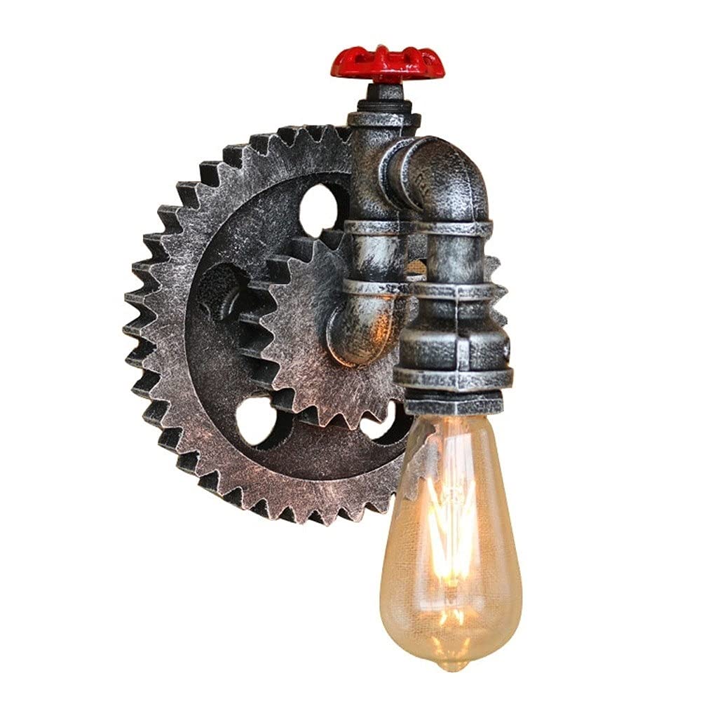 Equipo de Madera de Pipa de tubería de Agua Retro Luces de Pared Vintage Vintage Lámpara de Metal Creativo de Metal Tradicional E27 Restaurant Cafe Iluminación de iluminación