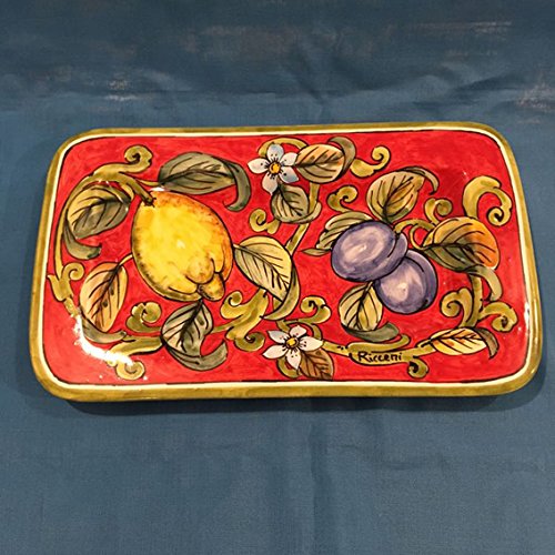 Céramique peinte à la main Ricceri Fruti Rouge plateau rectangulaire de table