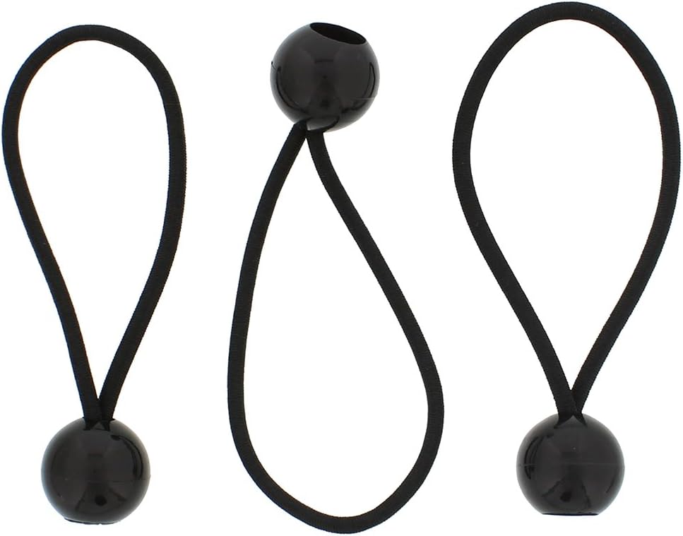 ABN 6in Ball Bungee 25-Pack – Black Bungee Cord Loop Straps with Plastic Balls for Tarp Tie Down, Lacrosse, Soccer
