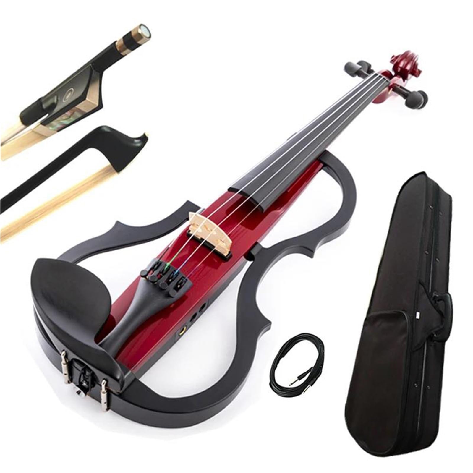 Kit Di Violino Professionale Violino Elettrico Rosso Per Principianti 4/4 3/4 1/2 1/4 Violino Elettrico Fatto A Mano
