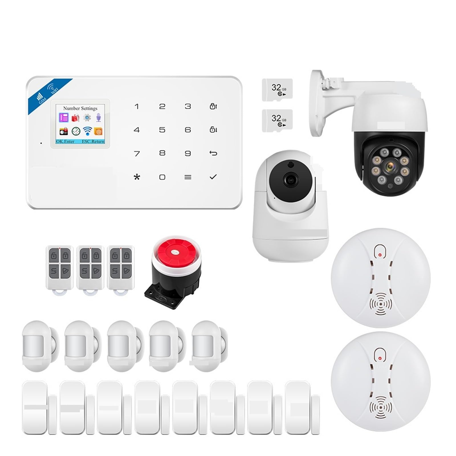CUDTAPI Smart Alarm GSM Tuya Home System Kit Wireless Security IP Camera Control Motion Sensor Siren