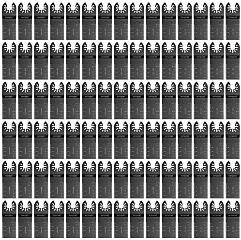 HOTBEST 100 Pcs Wood Oscillating Multi Tool Saw Blades Universal for Multitool All Purpose Tool Fein Dewalt Porter Cable Rockwell Makita Black&Decker Dremel Multimaster Ridgid Craftsman Chicago etc