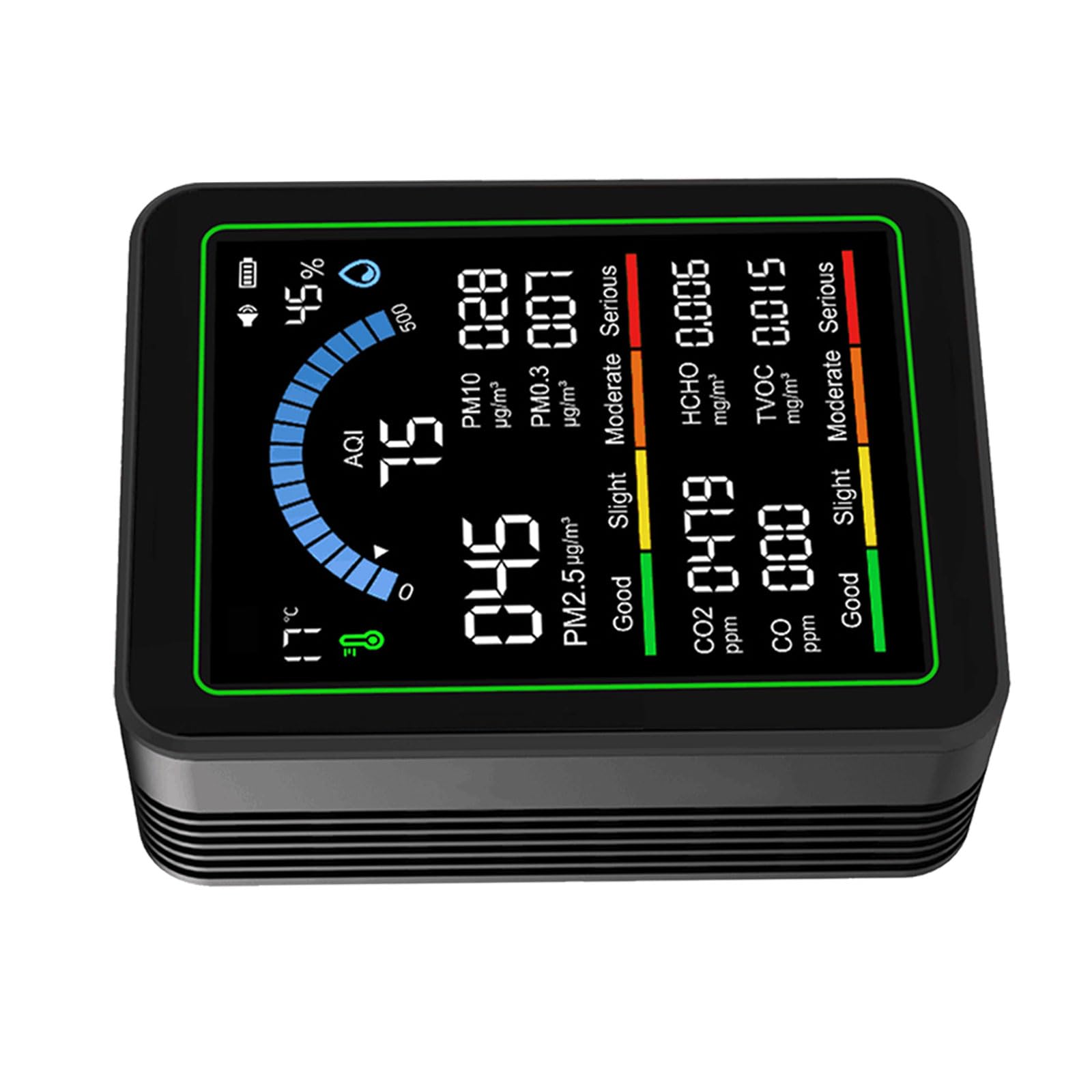 Air Tester Detects 8 Kind Pollutants CO2, TVOC Detectors, Formaldehyde Tester Temperature and Humidity Monitor Indoor