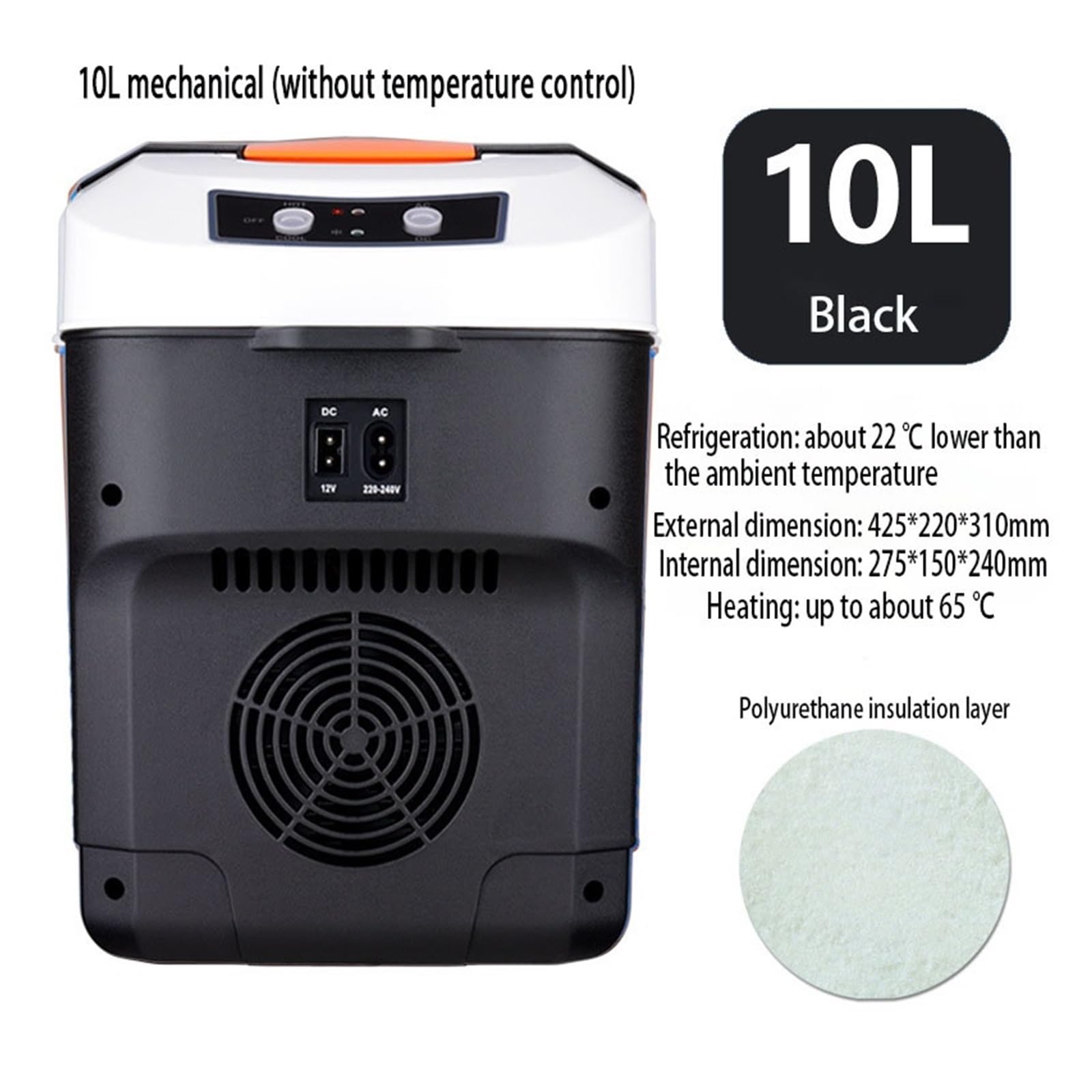 Mini refrigerador for Coche de 10 litros, Ideal for Uso doméstico, en vehículos, dormitorios, Camiones, frío y Calor, con Control de Temperatura y Pantalla Digital.(Temperature Control,Us)