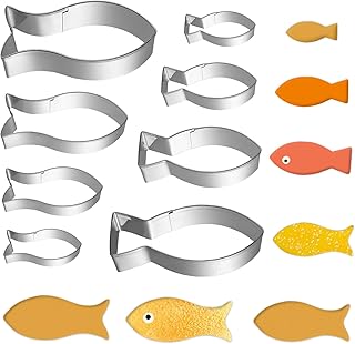 8Pcs Gold Fish Cracker Cutter Stainless Steels Mini Fish Cookie Cutters Non-stick Dough Small Animal Cookie Cutters Mold f...