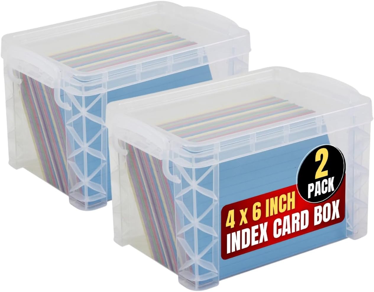 Plastic Index Card Box 4x6, Index Card Storage Box, Index Card Holder, Clear - View #4