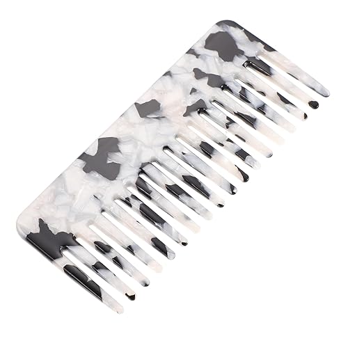 Beaupretty Peine desenredante de pelo de tortuga de dientes anchos, sin mango, peine de peluquería con bolsillo de acetato para cabello grueso,